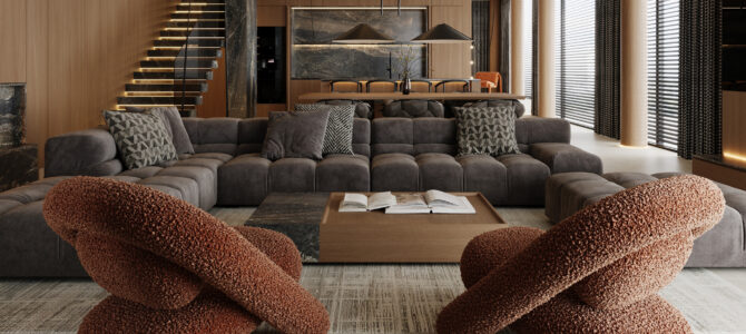 «Bentley House».  Гостиная, кухня/столовая в стиле минимализм